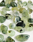 PREHNITE TUMBLE (WITH EPIDOTE & TOURMALINE) - 2025 vibes, 33 bday, Black Friday sale, black tourmaline, end of year sale, epidote, holiday sale, new year sale, pocket crystal, pocket stone, prehnite, protection gift bundle, tumble - The Mineral Maven