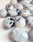 RAINBOW MOONSTONE PALM STONE - 2025 vibes, Black Friday sale, calm gift bundle, cancer season, emotional support, end of year sale, fertility, Friday the 13th, holiday sale, joy gift bundle, moonstone, new beginnings, new beginnings gift bundle, palm stone, palmstone, pocket crystal, rainbow moonstone, spring equinox, spring things - The Mineral Maven