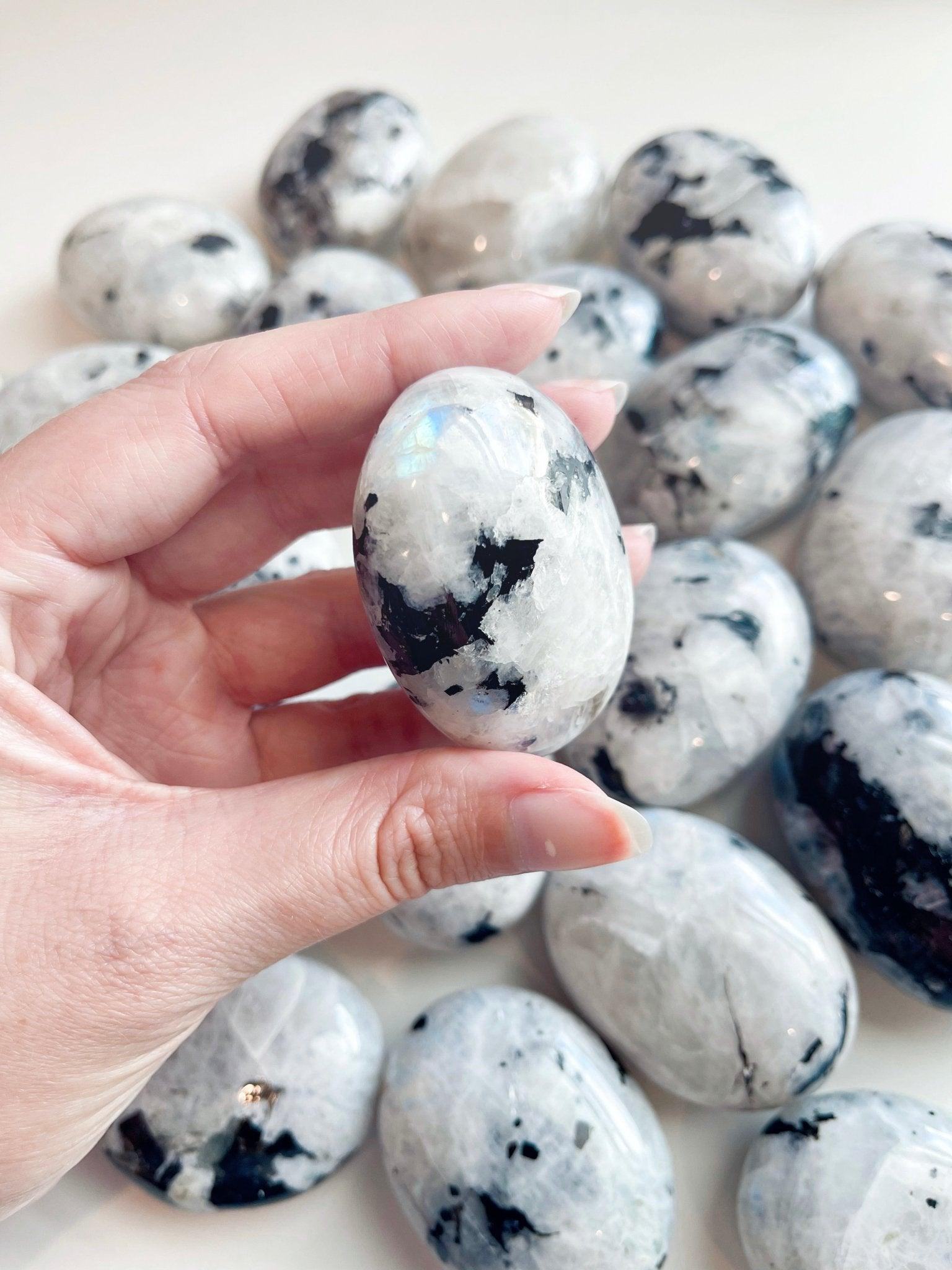 RAINBOW MOONSTONE PALM STONE The Mineral Maven