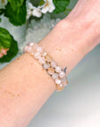 ROSE QUARTZ (FACETED) 8mm - HANDMADE CRYSTAL BRACELET - 10 Dec Inventory, 8mm, bracelet, bracelet inventory check, crystal bracelet, crystals for beginners, faceted, fertility, handmade bracelet, hematoid rose quartz, jewelry, June 2025 inventory check, libra, libra stack, pink, rose quartz, sacred heart, scorpio, scorpio stack, spring things, taurus, taurus stack, valentines bracelets, valentines vibes, water, Wearable - The Mineral Maven