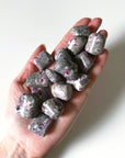 RUBY IN ALBITE TUMBLE - 33 bday, albite, Black Friday sale, bulk, end of year sale, holiday sale, pocket crystal, pocket crystals, pocket stone, ruby, ruby in albite, tumble, tumbled stone, tumbles, winter solstice - The Mineral Maven