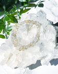 RUTILATED QUARTZ (FACETED) 6mm - HANDMADE CRYSTAL BRACELET - 10 Dec Inventory, 6mm, bracelet, bracelet inventory check, clear/white, crystal bracelet, emotional support, faceted, fall-o-ween, fall-o-ween bracelets, focus gift bundle, gemini, gemini stack, handmade bracelet, jewelry, June 2025 inventory check, leo, leo stack, market bracelet, metallic, rutilated quartz, storm, Wearable, yellow - The Mineral Maven