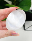 SELENITE PALM STONE - 33 bday, 444 sale, Black Friday sale, end of year sale, full moon virgo, holiday sale, new year sale, palm stone, palmstone, selenite, spring equinox - The Mineral Maven