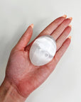 SELENITE PALM STONE - 33 bday, 444 sale, Black Friday sale, end of year sale, full moon virgo, holiday sale, new year sale, palm stone, palmstone, selenite, spring equinox - The Mineral Maven