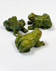 SERPENTINE LARGE FROG - crystal critter, crystal frog, frog, frog on leaf, large frog, serpentine, serpentinite - The Mineral Maven