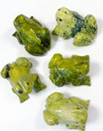 SERPENTINE LARGE FROG - crystal critter, crystal frog, frog, frog on leaf, large frog, serpentine, serpentinite - The Mineral Maven