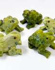 SERPENTINE LARGE FROG - crystal critter, crystal frog, frog, frog on leaf, large frog, serpentine, serpentinite - The Mineral Maven
