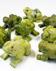 SERPENTINE LARGE FROG - crystal critter, crystal frog, frog, frog on leaf, large frog, serpentine, serpentinite - The Mineral Maven