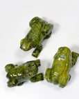 SERPENTINE LARGE FROG - crystal critter, crystal frog, frog, frog on leaf, large frog, serpentine, serpentinite - The Mineral Maven