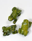 SERPENTINE LARGE FROG - crystal critter, crystal frog, frog, frog on leaf, large frog, serpentine, serpentinite - The Mineral Maven