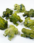 SERPENTINE LARGE FROG - crystal critter, crystal frog, frog, frog on leaf, large frog, serpentine, serpentinite - The Mineral Maven