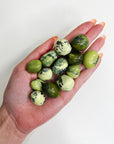 SERPENTINE WITH PYRITE TUMBLE - 33 bday, abundance gift bundle, Black Friday sale, end of year sale, focus gift bundle, good luck + abundance, holiday sale, new year sale, pocket crystal, pocket stone, pyrite, serpentine, spring equinox, tumble - The Mineral Maven
