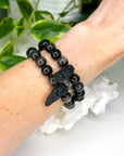SILVER SHEEN OBSIDIAN + TEKTITE 10mm - HANDMADE CRYSTAL BRACELET - 10 Dec Inventory, 10mm, 2025 vibes, black, bracelet, bracelet inventory check, crystal bracelet, Friday the 13th, handmade bracelet, indochinite, jewelry, June 2025 inventory check, market bracelet, obsidian, protection gift bundle, Scorpio Season, silver sheen obsidian, tektite, transform gift bundle, Wearable - The Mineral Maven