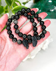 SILVER SHEEN OBSIDIAN + TEKTITE 10mm - HANDMADE CRYSTAL BRACELET - 10 Dec Inventory, 10mm, 2025 vibes, black, bracelet, bracelet inventory check, crystal bracelet, Friday the 13th, handmade bracelet, indochinite, jewelry, June 2025 inventory check, market bracelet, obsidian, protection gift bundle, Scorpio Season, silver sheen obsidian, tektite, transform gift bundle, Wearable - The Mineral Maven