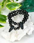 SILVER SHEEN OBSIDIAN + TEKTITE 10mm - HANDMADE CRYSTAL BRACELET - 10 Dec Inventory, 10mm, 2025 vibes, black, bracelet, bracelet inventory check, crystal bracelet, Friday the 13th, handmade bracelet, indochinite, jewelry, June 2025 inventory check, market bracelet, obsidian, protection gift bundle, Scorpio Season, silver sheen obsidian, tektite, transform gift bundle, Wearable - The Mineral Maven