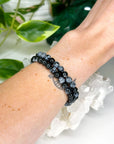 SNOWFLAKE OBSIDIAN 6mm - HANDMADE CRYSTAL BRACELET - 6mm, black, bracelet, crystal bracelet, handmade bracelet, jewelry, market bracelet, obsidian, recently added, scorpio, scorpio stack, single bracelet, snowflake, snowflake obsidian, solstice collection, virgo, virgo stack, Wearable, winter solstice collection - The Mineral Maven