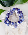 SODALITE (MATTE) 10mm - HANDMADE CRYSTAL BRACELET - 10mm, air, Aquarius, blue, bracelet, crystal bracelet, handmade bracelet, jewelry, market bracelet, matte, mercury retrograde, pisces, sagittarius, sodalite, taurus, virgo, Wearable, winter solstice - The Mineral Maven