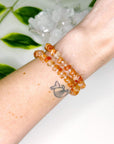SUNSTONE NUGGET 7mm - HANDMADE CRYSTAL BRACELET - 10 Dec Inventory, 7mm, abundance gift bundle, bracelet, bracelet inventory check, career, crystal bracelet, fire, handmade bracelet, jewelry, joy gift bundle, June 2025 inventory check, Leo, leo stack, Leo szn, market bracelet, nugget, orange, single bracelet, solar eclipse, summer vibes, sunstone, Wearable - The Mineral Maven