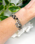 TOURMALINATED QUARTZ W/ IRON INCLUSIONS 6mm - HANDMADE CRYSTAL BRACELET