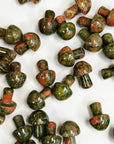 UNAKITE JASPER MINI MUSHROOM - 33 bday, 444 sale, Black Friday sale, crystal mushroom, end of year sale, fertility, holiday sale, mini mushroom, mushroom, new year sale, pocket crystal, pocket stone, polished, spring equinox, unakite, unakite jasper, update - The Mineral Maven