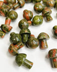 UNAKITE JASPER MINI MUSHROOM - 33 bday, 444 sale, Black Friday sale, crystal mushroom, end of year sale, fertility, holiday sale, mini mushroom, mushroom, new year sale, pocket crystal, pocket stone, polished, spring equinox, unakite, unakite jasper, update - The Mineral Maven