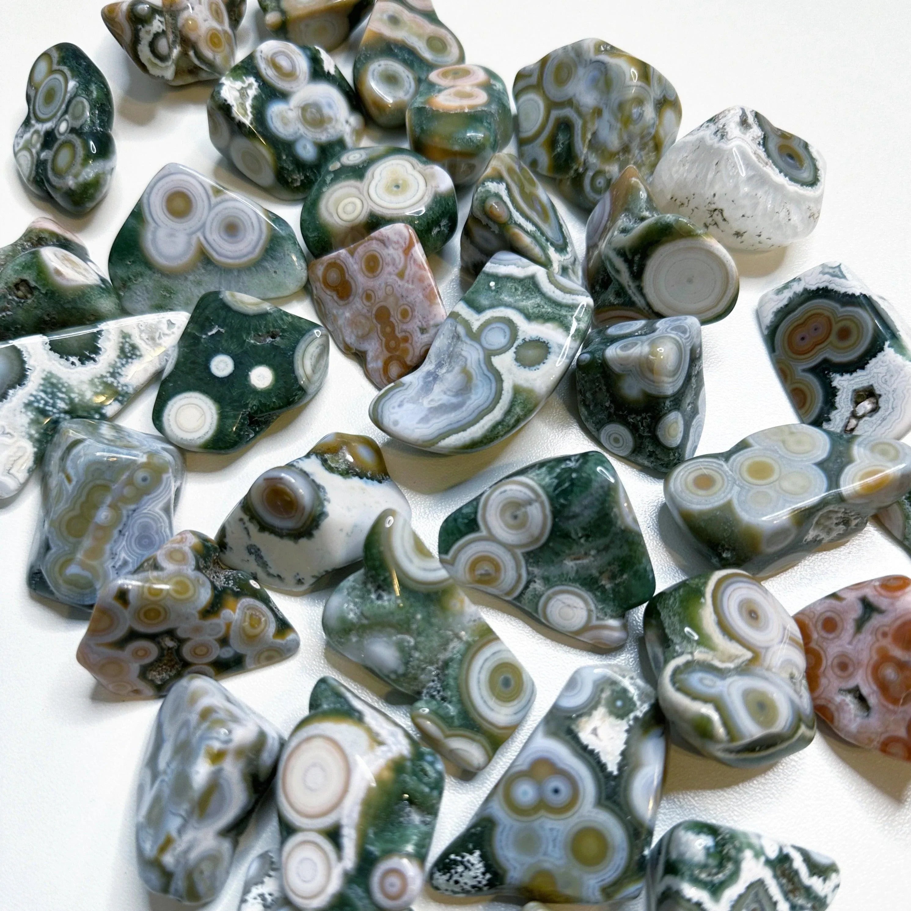 8TH VEIN OCEAN JASPER TUMBLE (EXTRA GRADE) - 8th vein, Black Friday sale, emotional support, end of year sale, ocean jasper, pocket crystal, pocket stone, tumble - The Mineral Maven