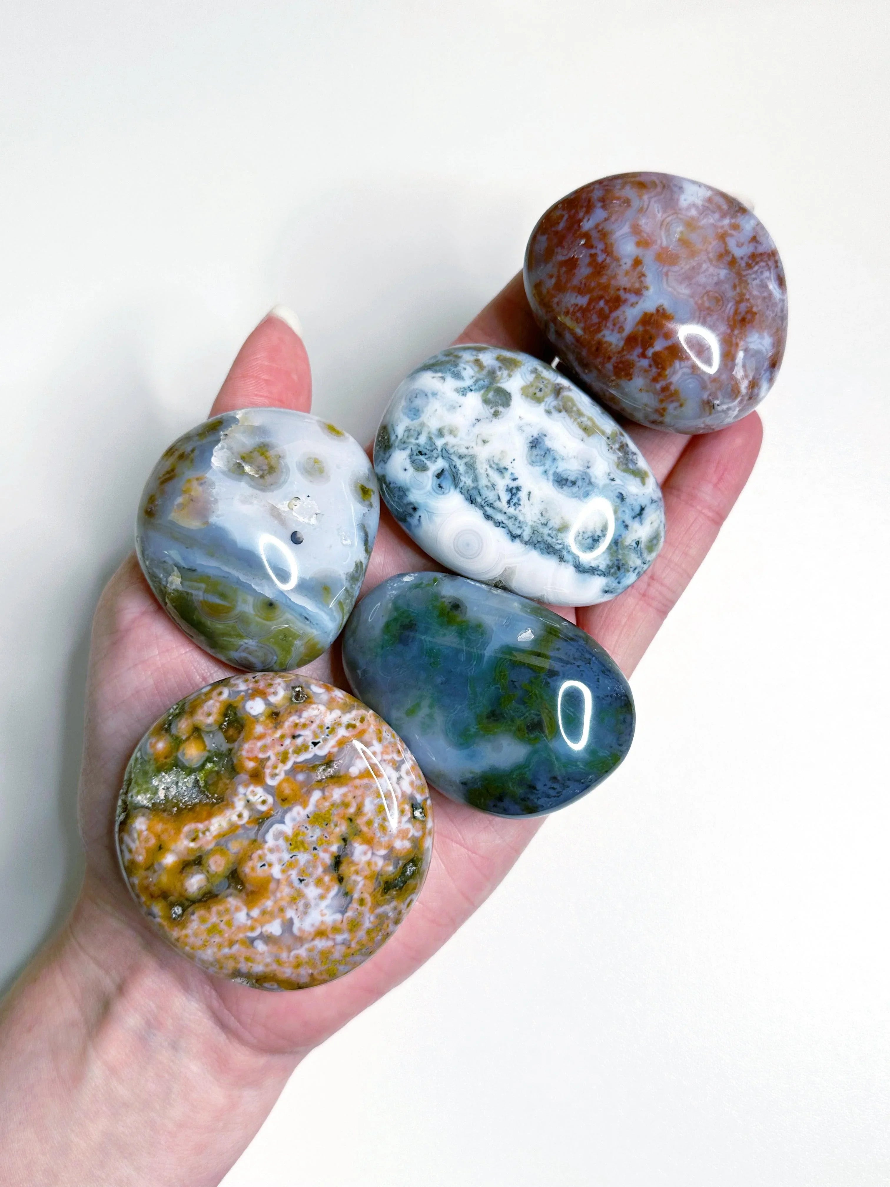8TH VEIN OCEAN JASPER PALM STONE (1st QUALITY) - The Mineral Maven