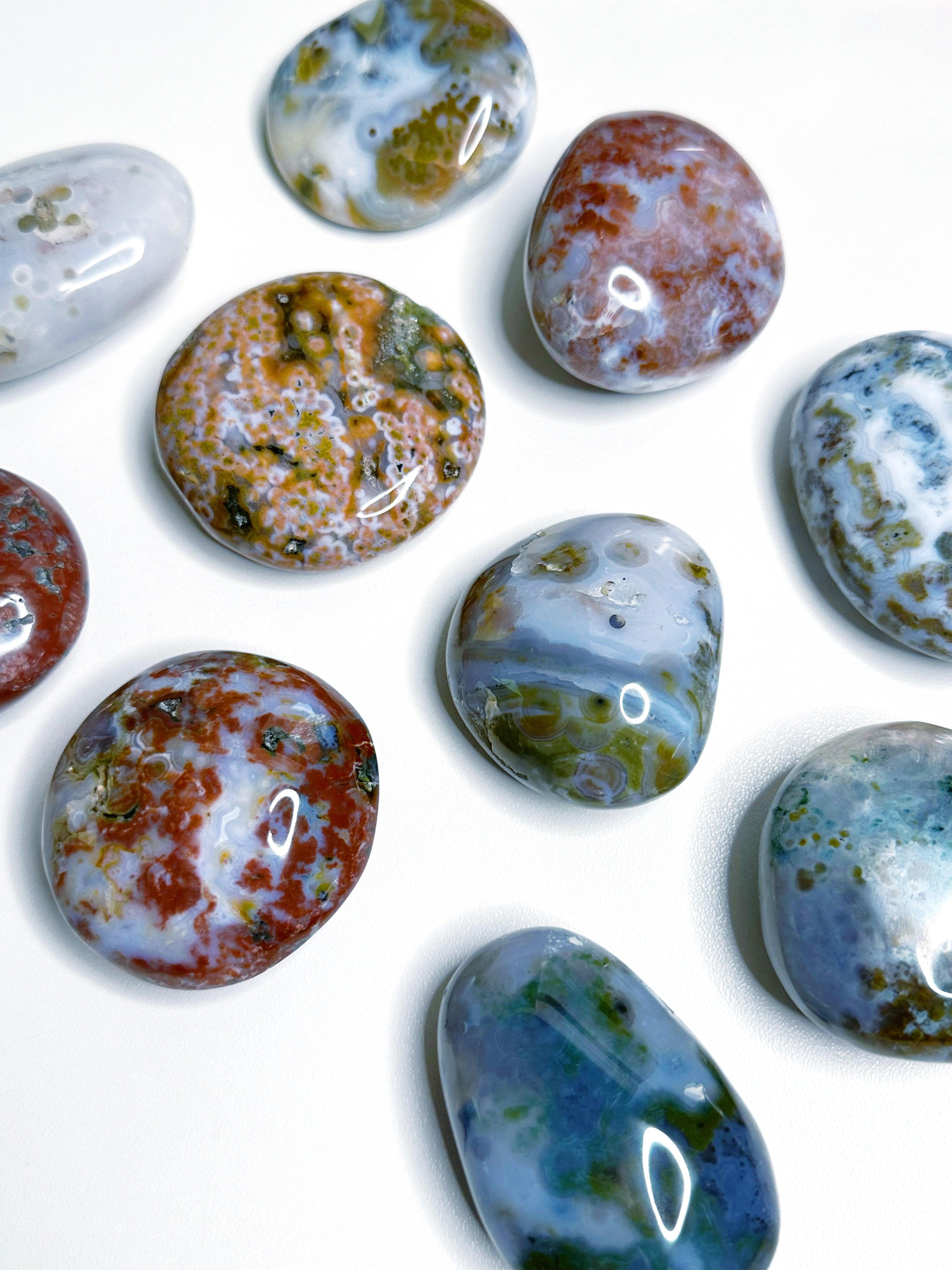 8TH VEIN OCEAN JASPER PALM STONE (1st QUALITY) - 8th vein, Black Friday sale, emotional support, ocean jasper, palm stone, palmstone, tucson update - The Mineral Maven