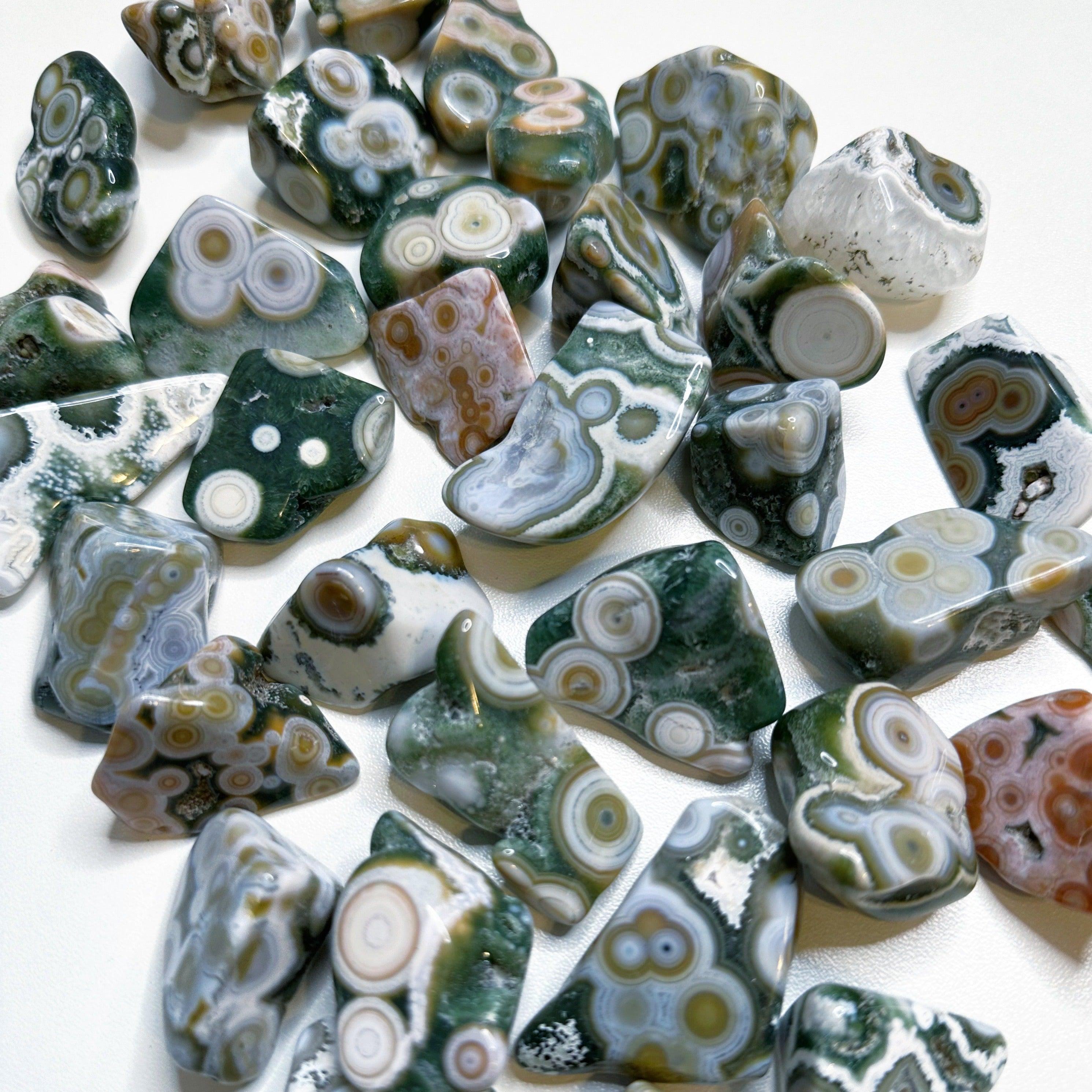 8TH VEIN OCEAN JASPER TUMBLE (EXTRA GRADE) - 8th vein, Black Friday sale, emotional support, end of year sale, ocean jasper, pocket crystal, pocket stone, tumble - The Mineral Maven