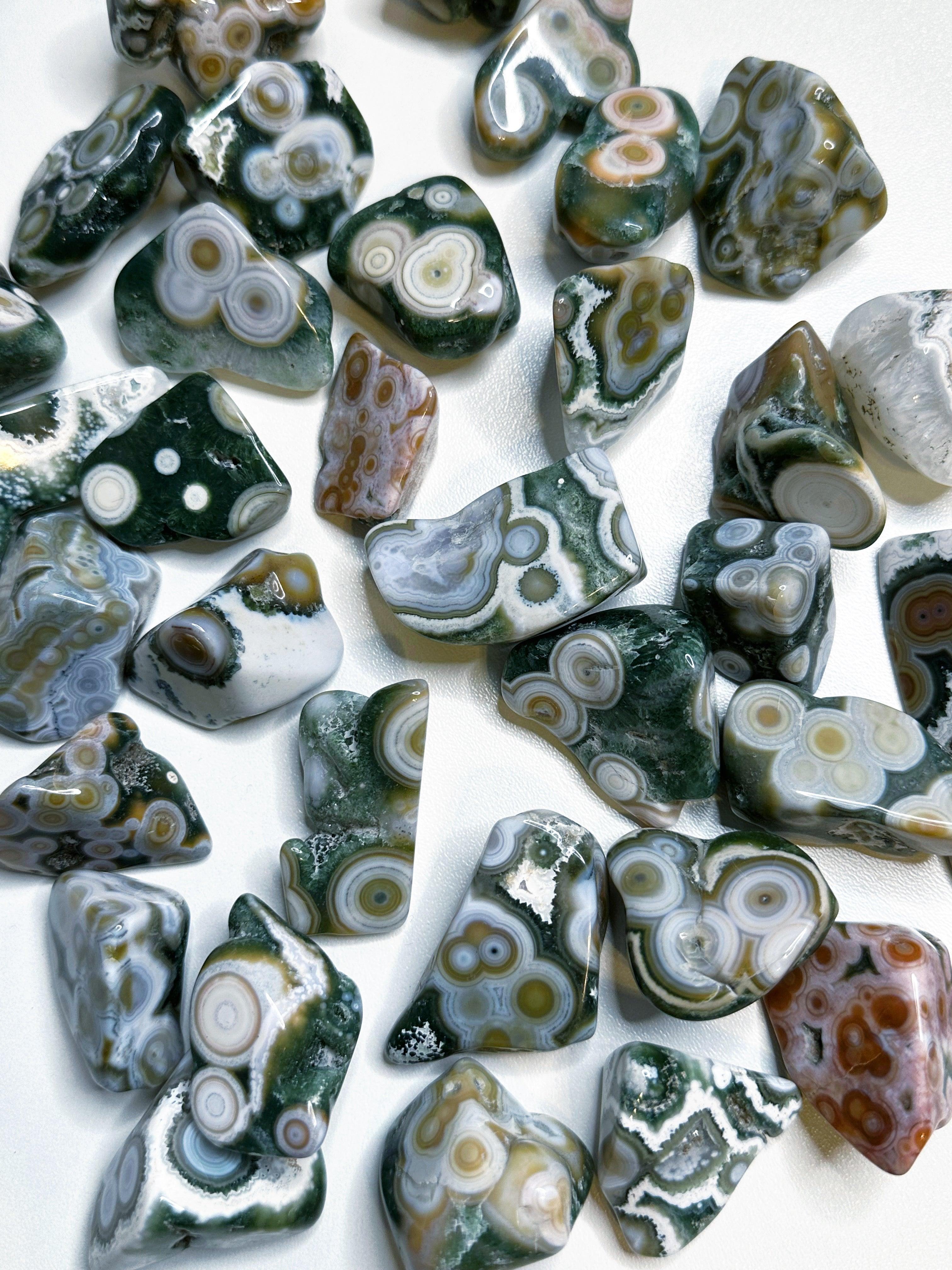 8TH VEIN OCEAN JASPER TUMBLE (EXTRA GRADE) - 8th vein, Black Friday sale, emotional support, end of year sale, ocean jasper, pocket crystal, pocket stone, tumble - The Mineral Maven