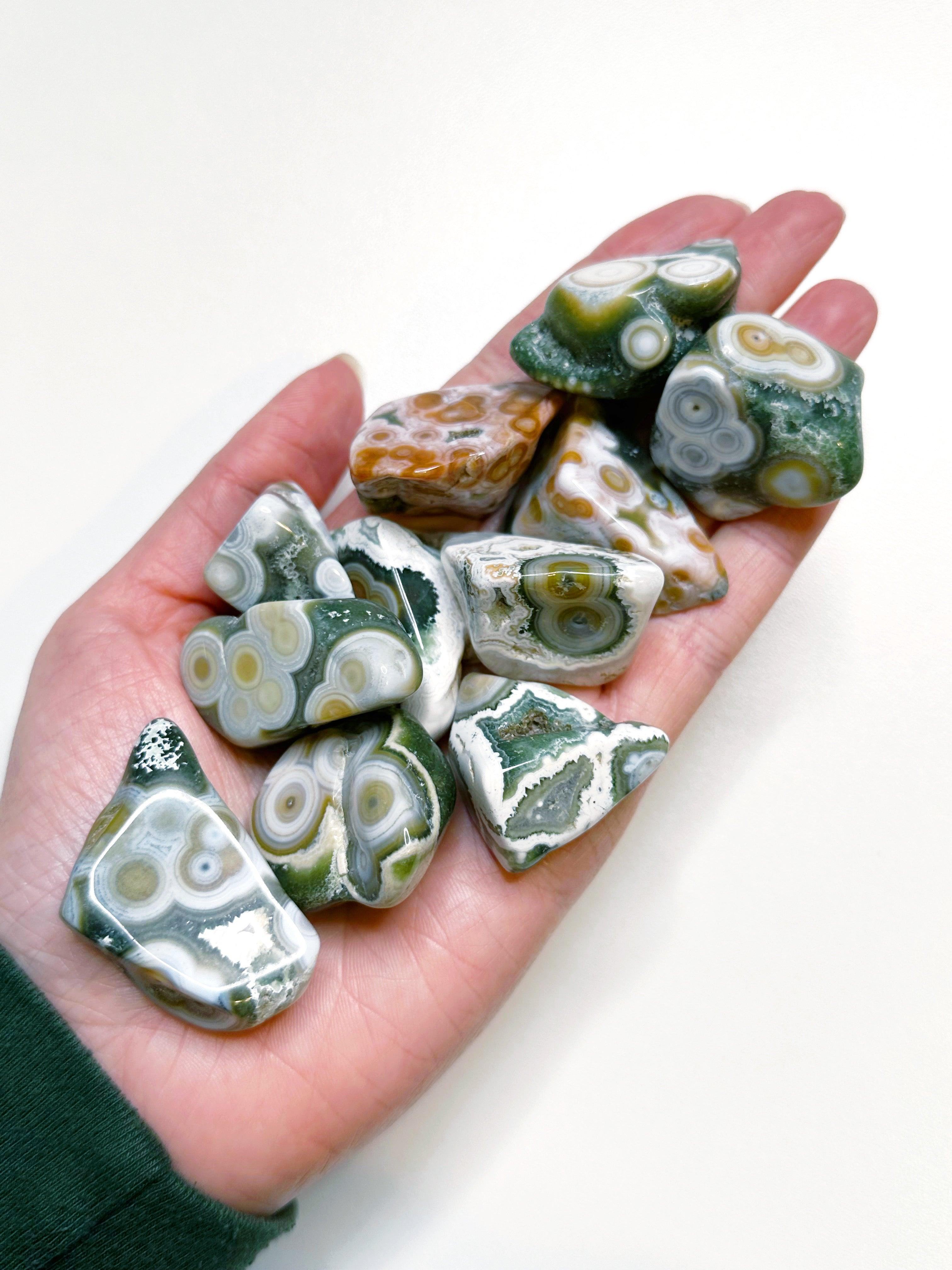 8TH VEIN OCEAN JASPER TUMBLE (EXTRA GRADE) - 8th vein, emotional support, end of year sale, ocean jasper, pocket crystal, pocket stone, recently added, tumble - The Mineral Maven