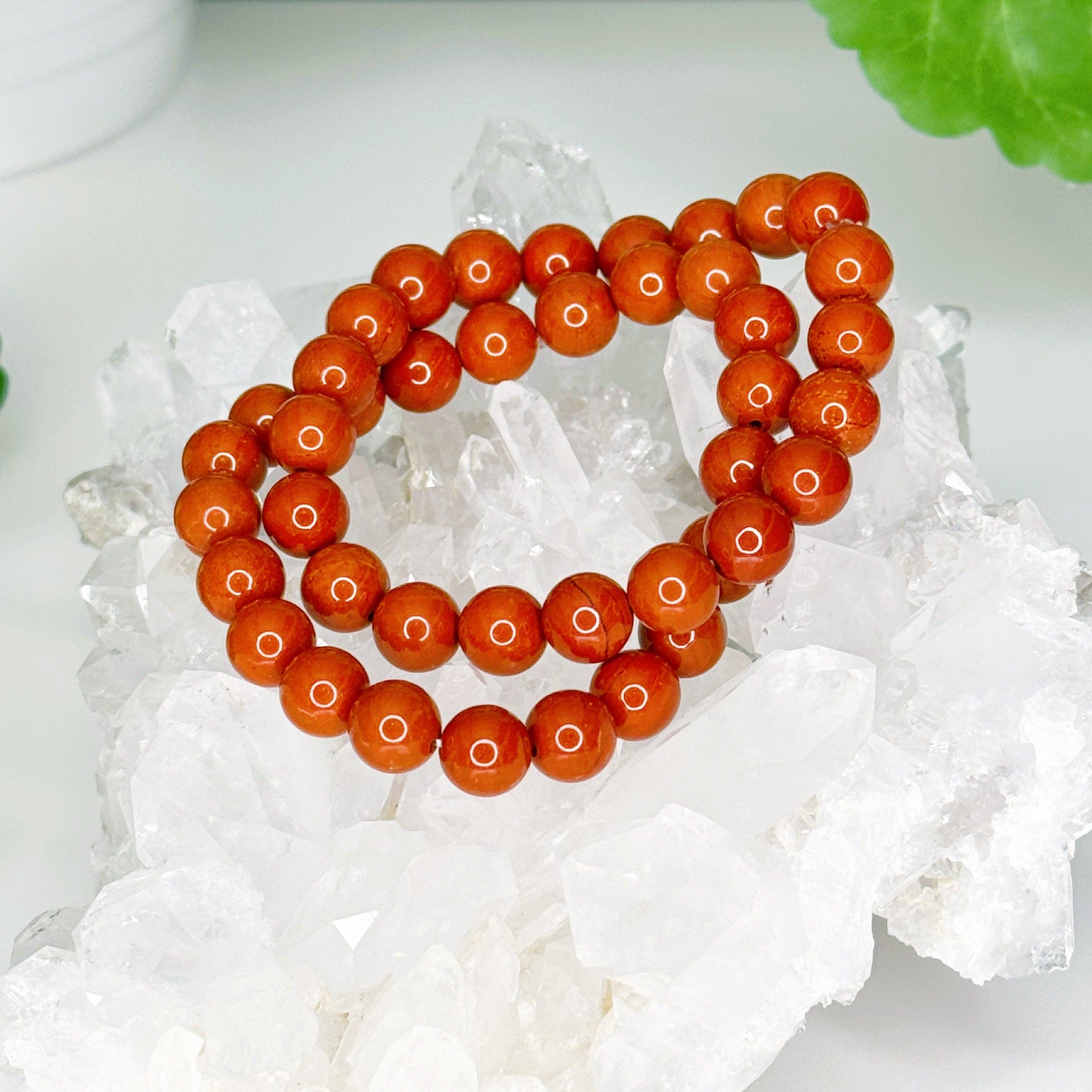 RED JASPER 8mm - HANDMADE CRYSTAL BRACELET - 8mm, april astro, aries, aries stack, bracelet, cancer, cancer stack, crystal bracelet, fertility, fire, handmade bracelet, jewelry, leo, leo stack, market bracelet, mercury retrograde stack, recently added, red, red jasper, scorpio, scorpio stack, valentines bracelets, valentines vibes, virgo, virgo stack, Wearable - The Mineral Maven