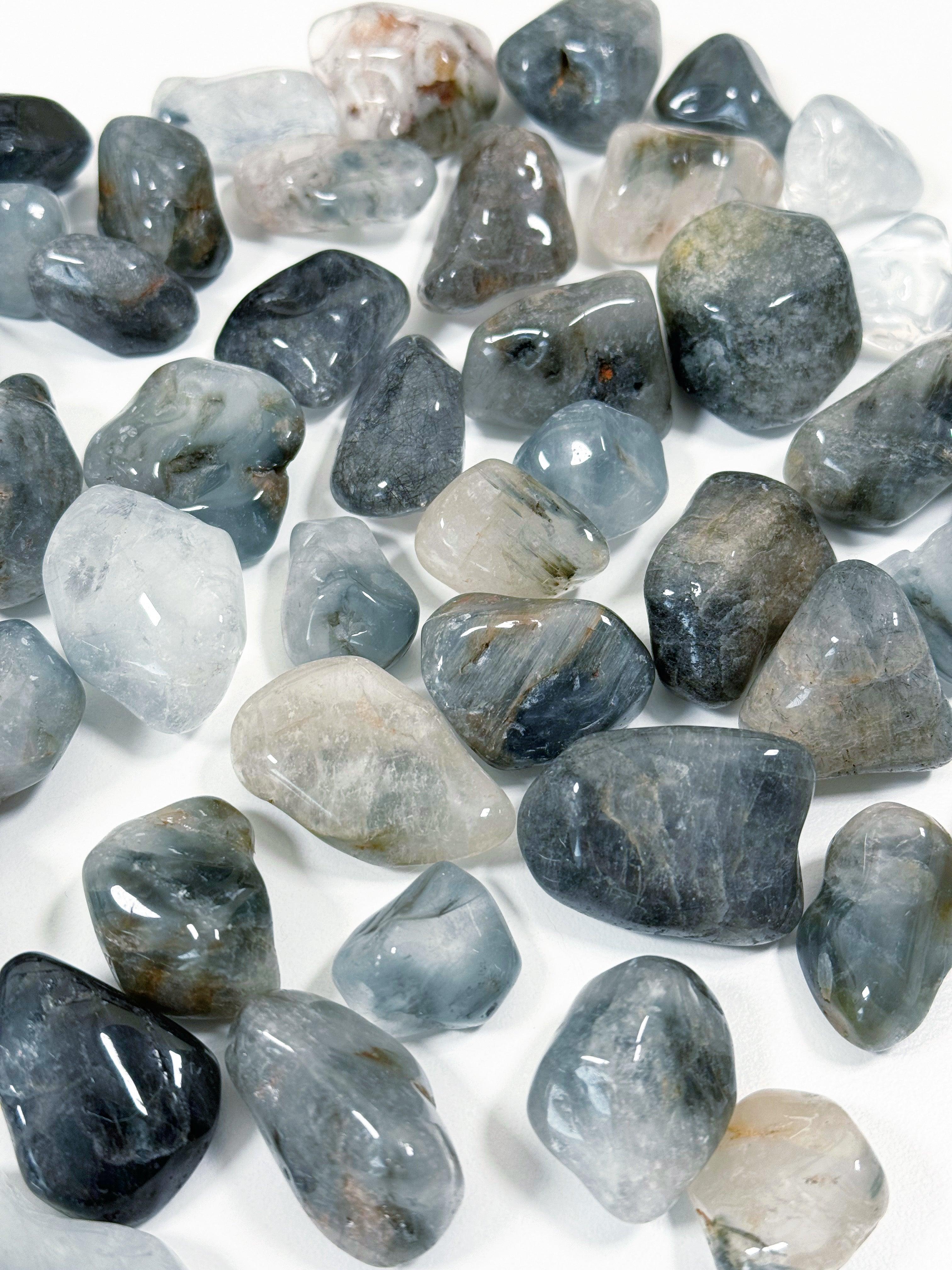 BLUE TARA QUARTZ TUMBLE - blue tara, blue tara quartz, crystals for community, nightshade quartz, pocket crystal, pocket crystals, pocket stone, quartz, recently added, tumble, tumbled, tumbled stone, tumbles - The Mineral Maven