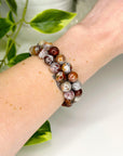 LAGUNA AGATE 10mm - HANDMADE CRYSTAL BRACELET - 10mm, agate, bracelet, brown, crystal bracelet, fire, gemini, gemini stack, grey, handmade bracelet, jewelry, laguna agate, market bracelet, mixed colors, recently added, spring collection, Wearable - The Mineral Maven