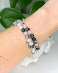 TOURMALINATED QUARTZ 6mm - HANDMADE CRYSTAL BRACELET