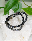 BLACK BLUE RUTILATED QUARTZ 6mm - HANDMADE CRYSTAL BRACELET