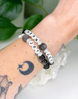 'MOON JOY' SILVER SHEEN OBSIDIAN + MOONSTONE 8mm - HANDMADE CRYSTAL BRACELET
