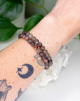RED BLACK SUNSTONE 6mm - HANDMADE CRYSTAL BRACELET