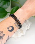 BLACK BLUE RUTILATED QUARTZ 6mm - HANDMADE CRYSTAL BRACELET