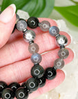 RAINBOW OBSIDIAN + MUONIONALUSTA METEORITE/LABRADORITE 10mm - HANDMADE CRYSTAL BRACELET