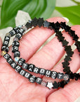 'WE ARE STARDUST' OBSIDIAN STARS + LABRADORITE 6mm - HANDMADE CRYSTAL BRACELET