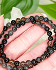 BLACK BLUE RUTILATED QUARTZ 6mm - HANDMADE CRYSTAL BRACELET