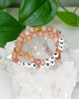 'SUN JOY' SUNSTONE + STRAWBERRY QUARTZ STARS 8mm - HANDMADE CRYSTAL BRACELET