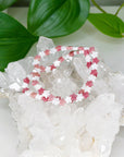 RHODONITE + MOTHER OF PEARL STARS 6mm - HANDMADE CRYSTAL BRACELET