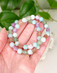 AMAZONITE 8mm + GREEN CHALCEDONY/STRAWBERRY QUARTZ/LEPIDOLITE STARS - HANDMADE CRYSTAL BRACELET
