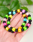 NEON ASTROLOGY SIGNS BLACK ONYX 8mm - HANDMADE CRYSTAL BRACELET