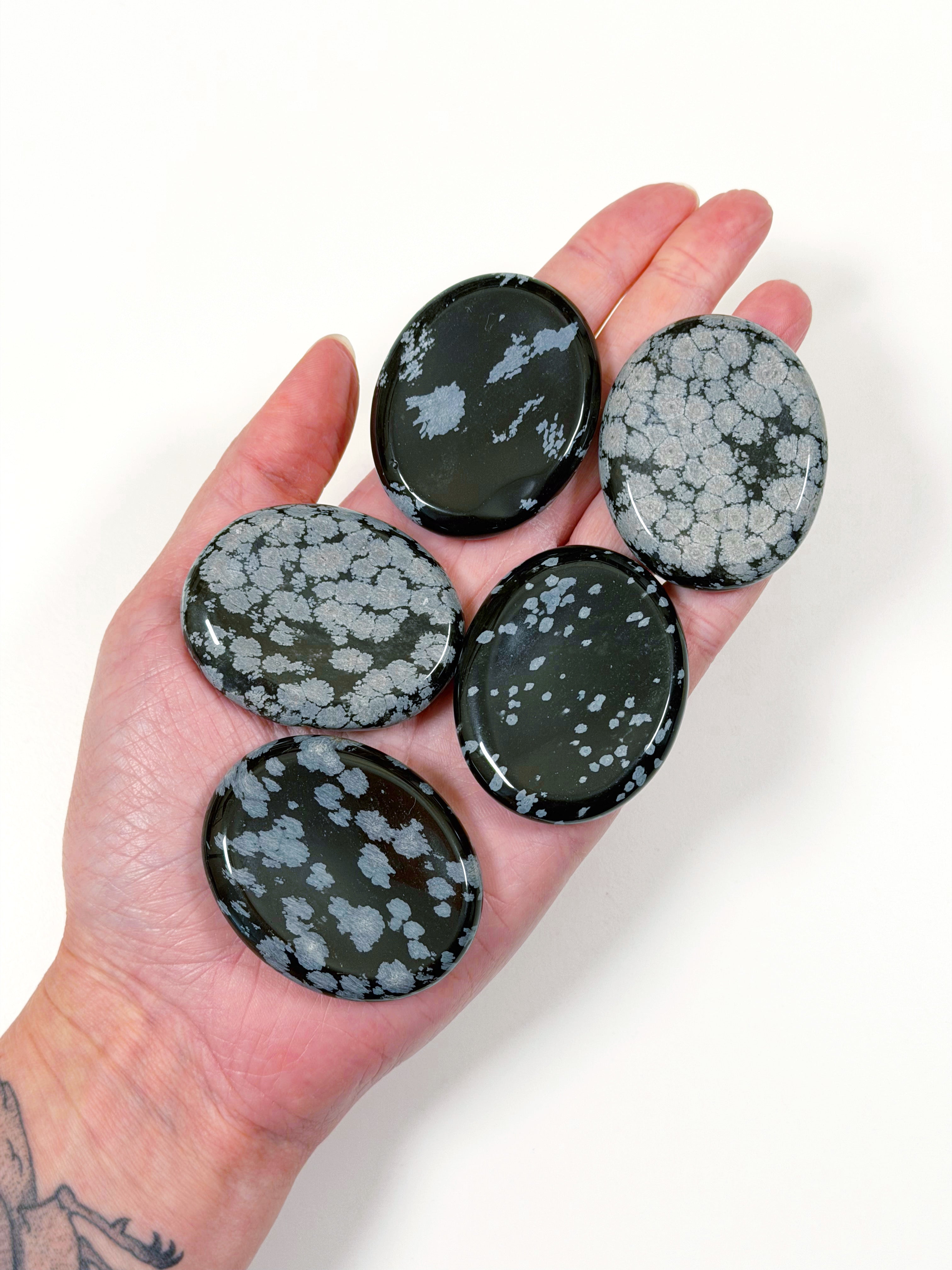 SNOWFLAKE OBSIDIAN THUMBSTONE