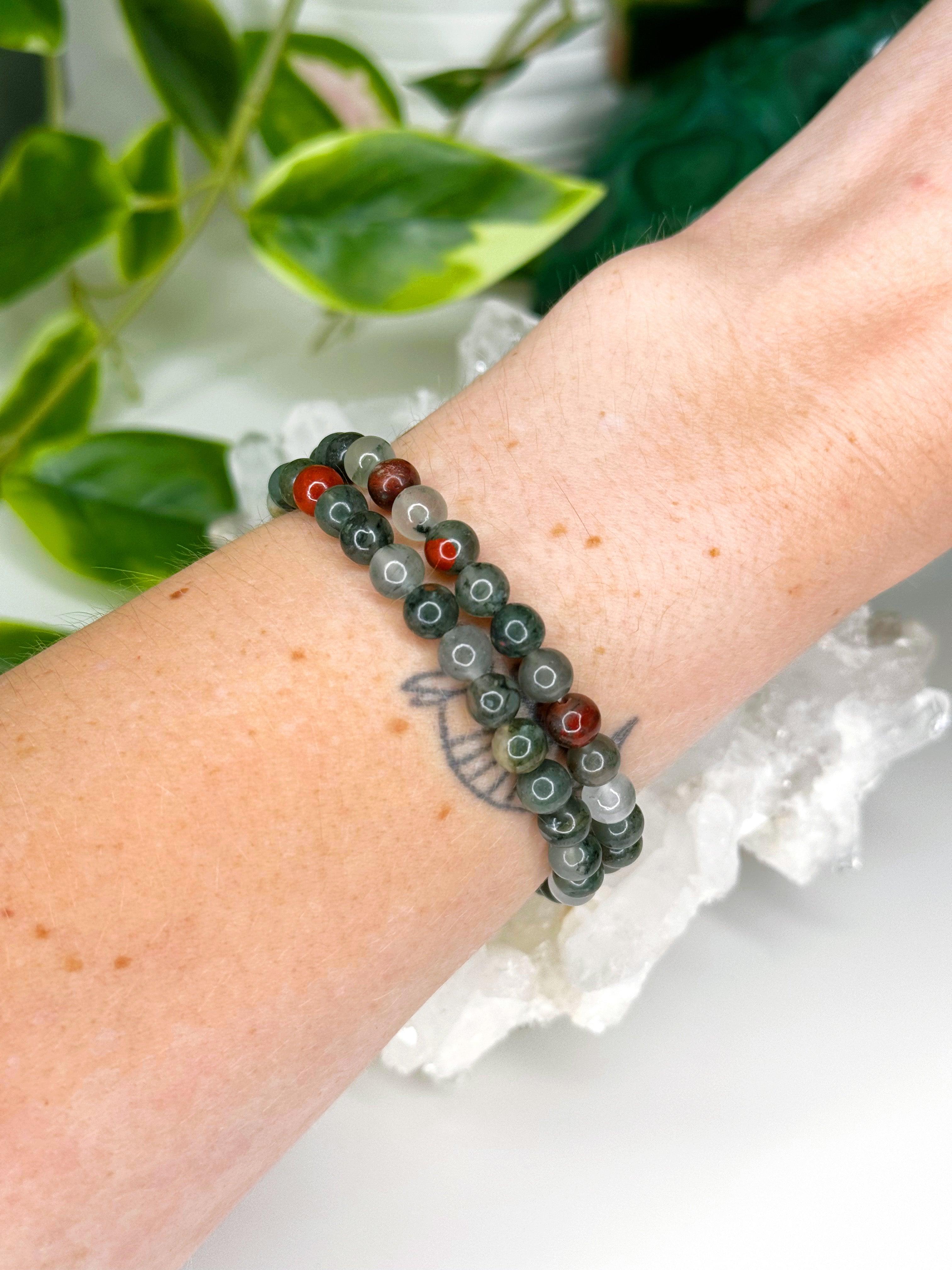 AFRICAN BLOODSTONE 6mm - HANDMADE CRYSTAL BRACELET - 10 Dec Inventory, 6mm, African bloodstone, Aries, aries stack, august 2025 restock, bracelet, bracelet inventory check, crystal bracelet, earth, emotional support, Friday the 13th, handmade bracelet, jewelry, libra, libra stack, market bracelet, mixed colors, pisces, pisces stack, protection gift bundle, scorpio stack, Wearable - The Mineral Maven
