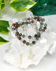 AFRICAN BLOODSTONE (STAR CUT) 6mm - HANDMADE CRYSTAL BRACELET - 6mm, African bloodstone, Aries, aries stack, bracelet, crystal bracelet, earth, emotional support, Friday the 13th, handmade bracelet, jewelry, libra, libra stack, market bracelet, mixed colors, pisces, pisces stack, protection gift bundle, recently added, scorpio stack, star cut, Wearable - The Mineral Maven
