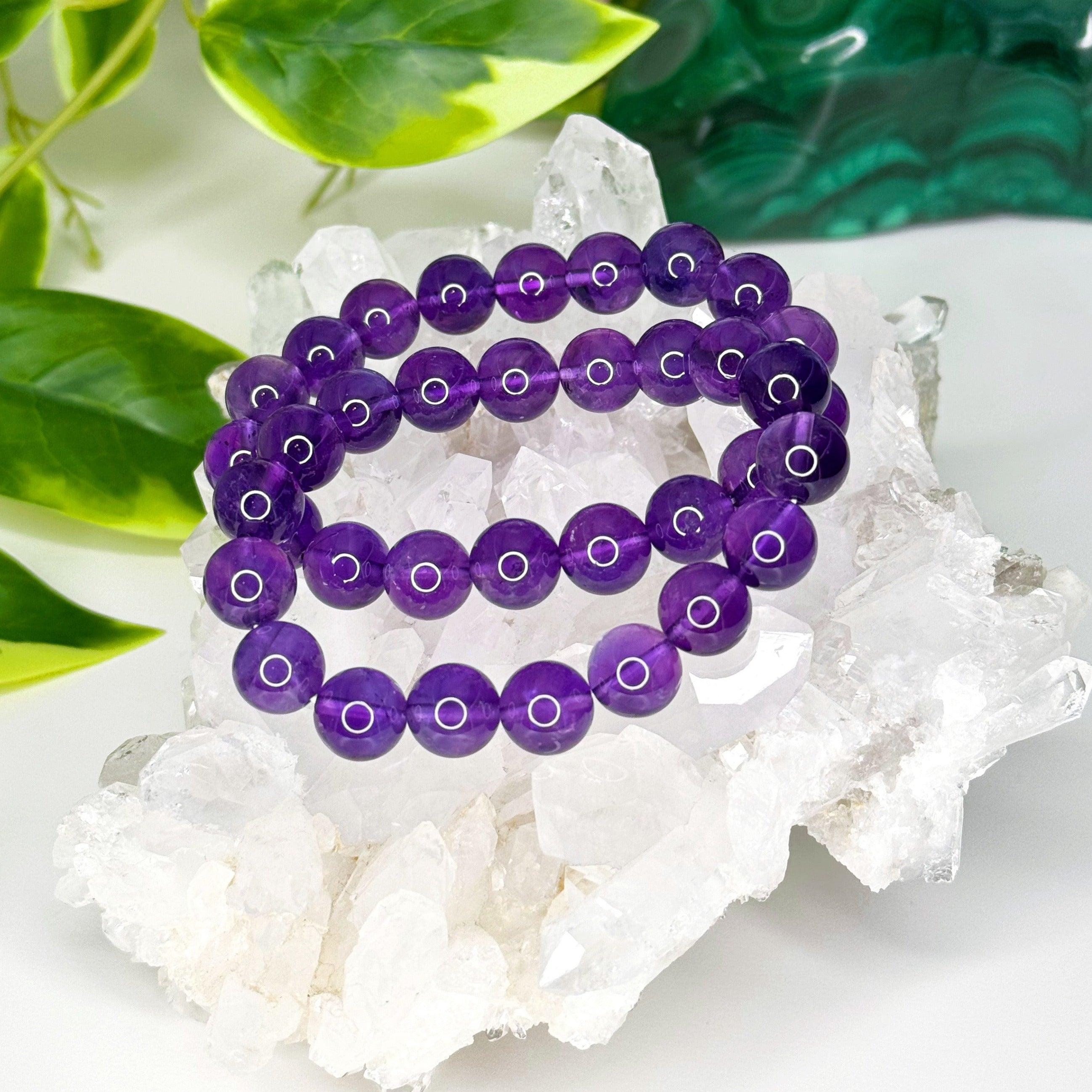 AMETHYST 10mm - HANDMADE CRYSTAL BRACELET - 10mm, air, amethyst, aquarius, aquarius stack, aries, aries stack, bracelet, crystal bracelet, emotional support, grief gift bundle, handmade bracelet, jewelry, libra, libra stack, market bracelet, mercury retrograde, mercury retrograde stack, pisces, pisces stack, protection gift bundle, purple, recently added, restocked, sagittarius, sagittarius stack, scorpio, Scorpio Season, scorpio stack, storm, virgo, virgo stack, water, Wearable - The Mineral Maven